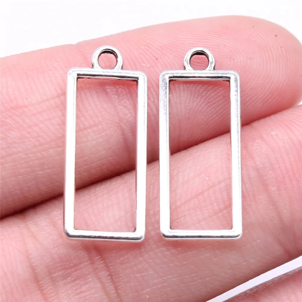 24x10mm 0.58g Multicolor Zinc Alloy Hollow Rectangle Geometric Charm Pendant for DIY Earrings Making
