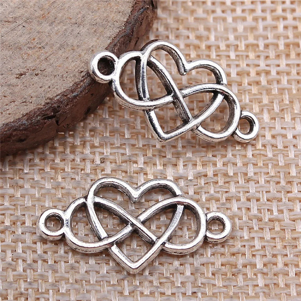13x25mm 1.2g Zinc Alloy Infinity Heart Connector Charm for DIY Bracelet Necklace Jewelry Making