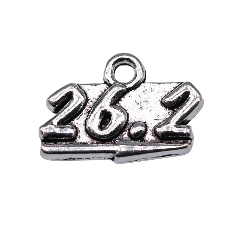 19x13mm 1.8g Antique Silver Zinc Alloy 26.2 Marathon Theme Charm Pendant for DIY Runner Jewelry