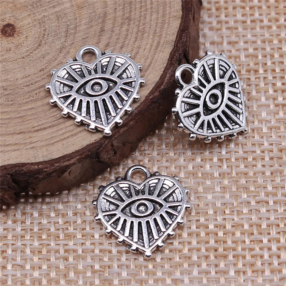 16x15mm 1.2g Multicolor Zinc Alloy Heart Eye Charm Pendant for DIY Necklace Bracelet Making