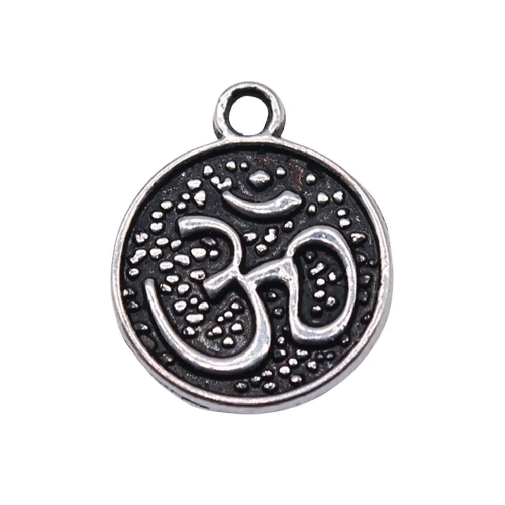 13x11mm 0.6g Antique Silver Tone Zinc Alloy OM Charm Pendant for DIY Handmade Jewelry Making