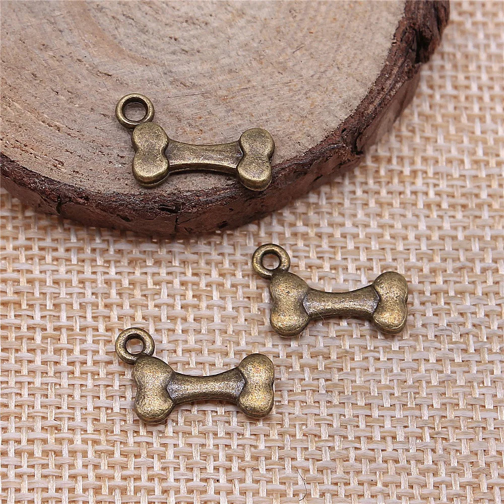 16x10mm 1g Multicolor Zinc Alloy Bone Charm Pendant for DIY Pet Theme Jewelry Making