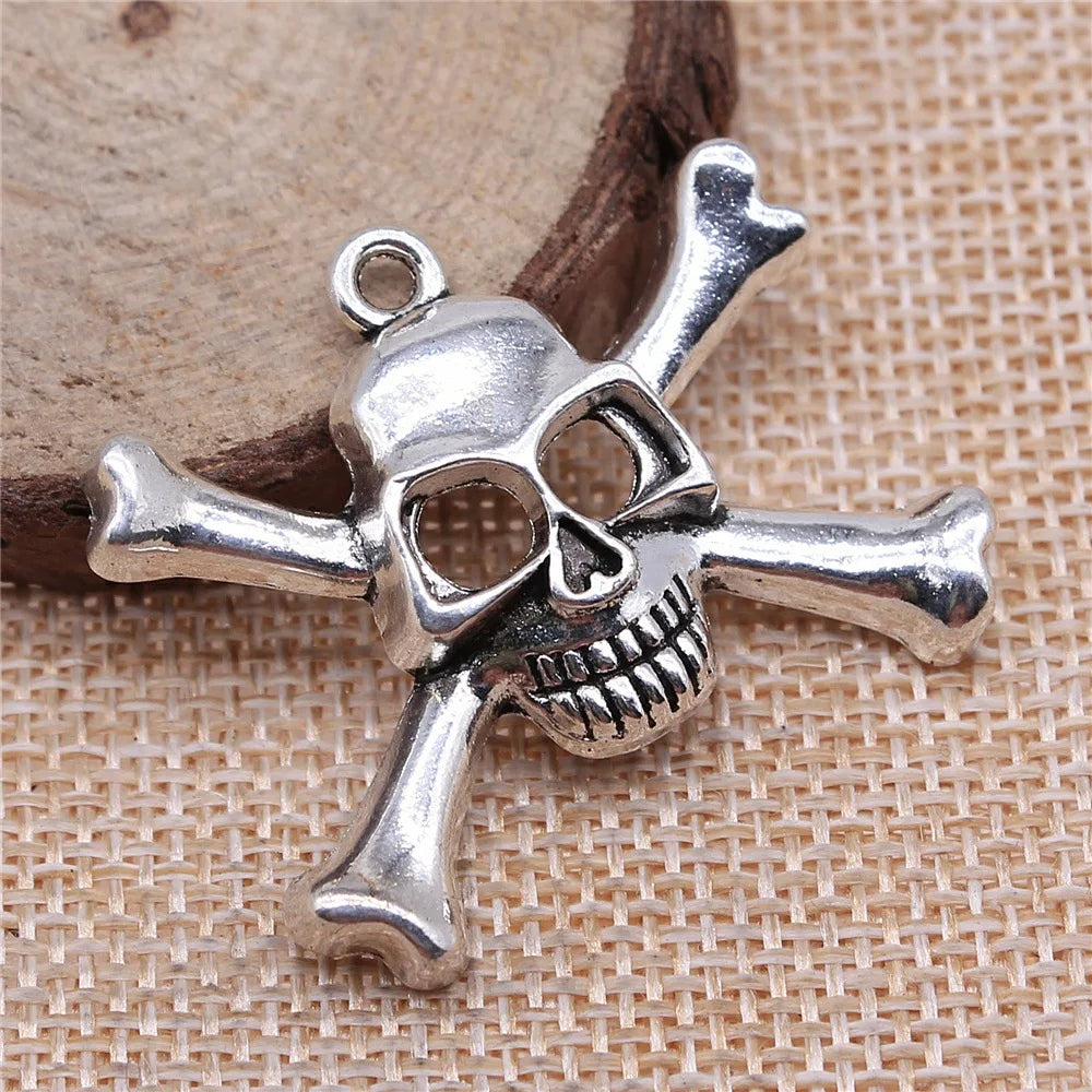 27x38mm 7.1g Multicolor Zinc Alloy Skull Charm Pendant for DIY Necklace Bracelet Jewelry Making