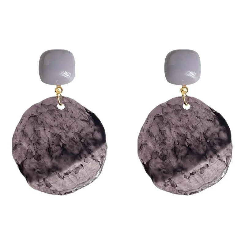 French Vintage Purple Gradient Acrylic Irregular Geometric Drop Earrings For Women