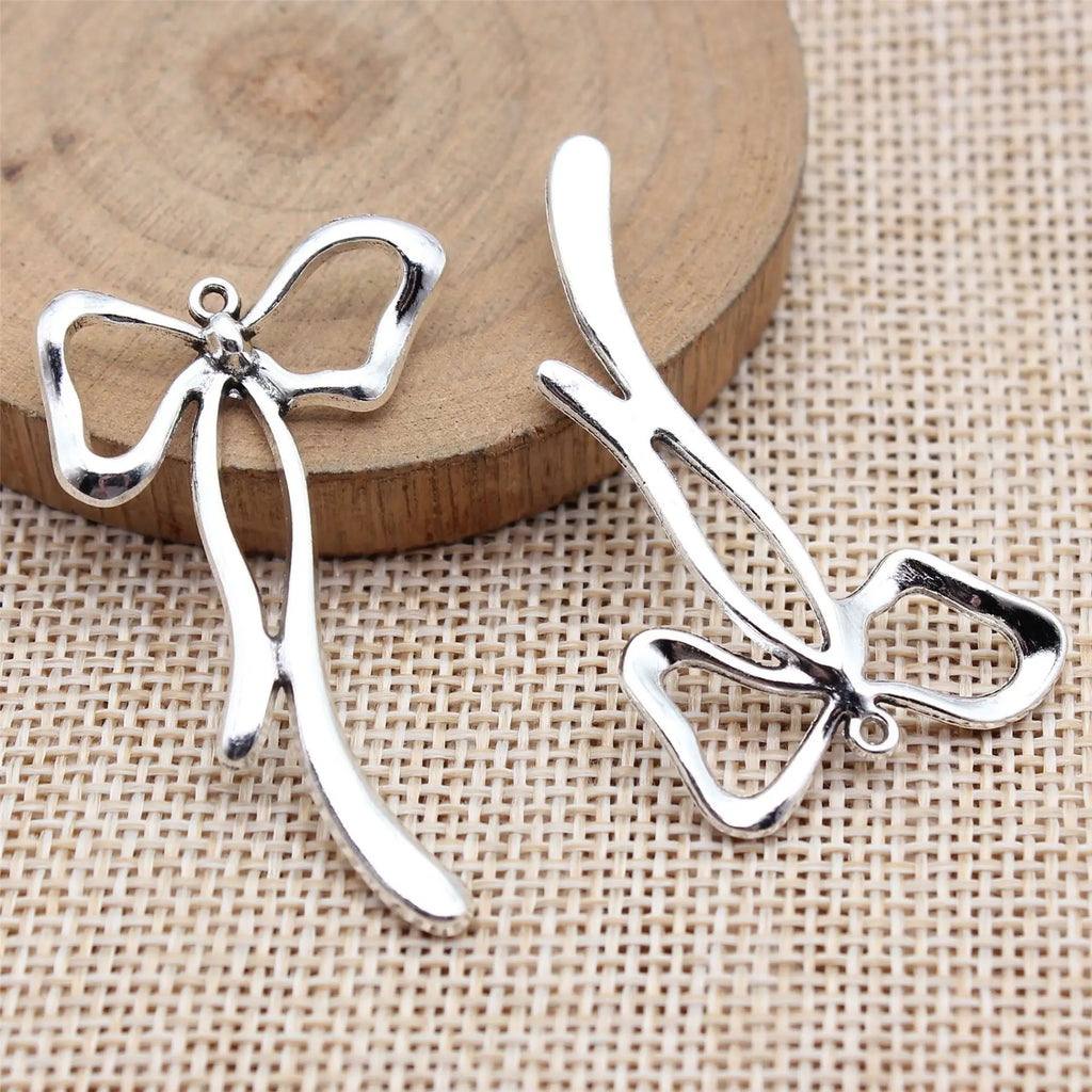 45x26mm 3.2g Zinc Alloy Bow Butterfly Charm Pendant Jewelry Findings for DIY Princess Style Accessories