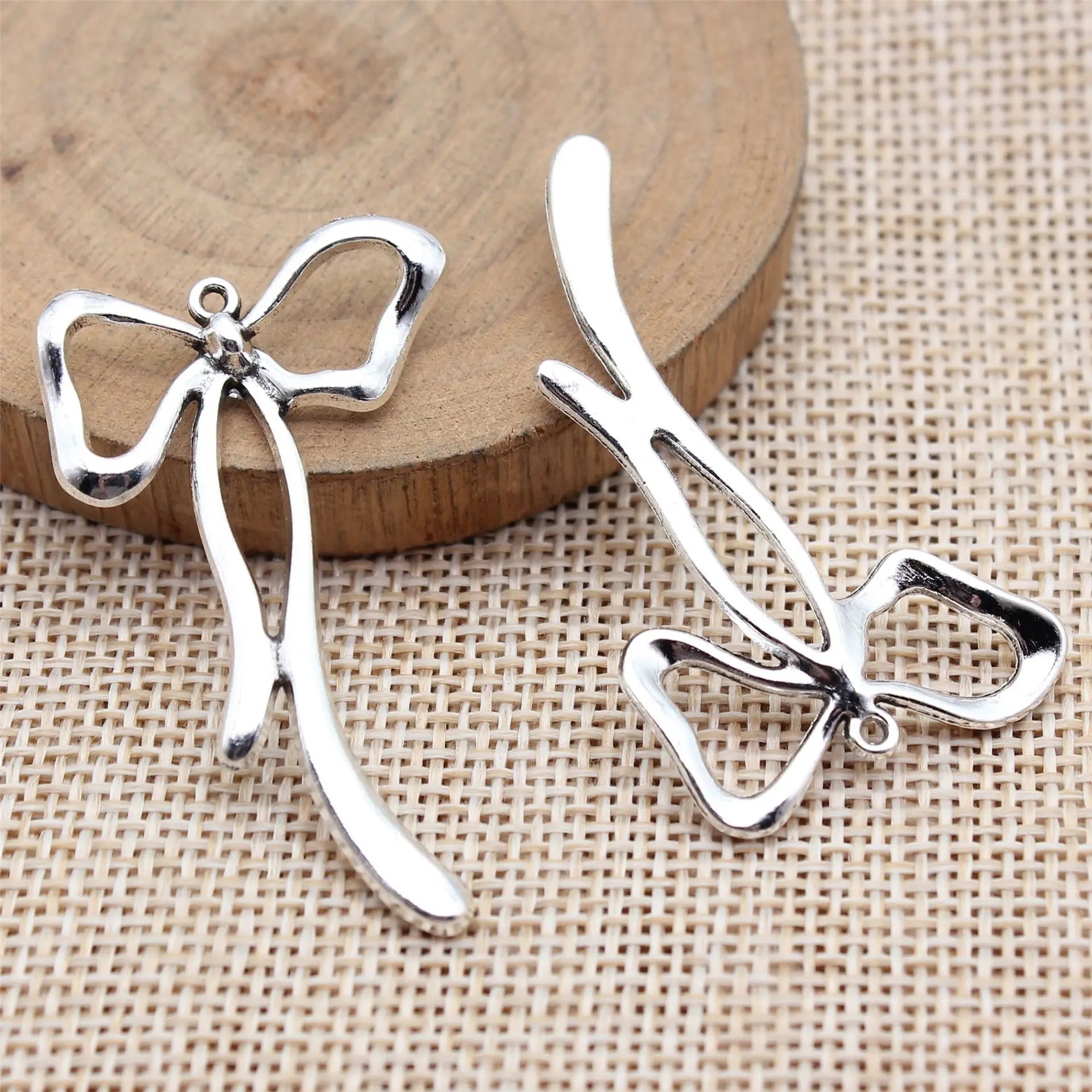 45x26mm 3.2g Zinc Alloy Bow Butterfly Charm Pendant Jewelry Findings for DIY Princess Style Accessories