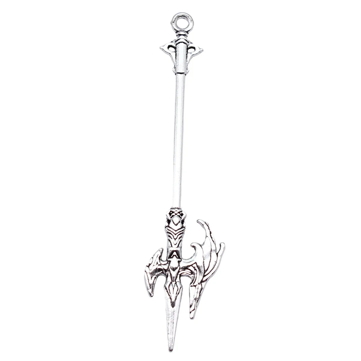 70mm 3.2g Antique Silver Tone Zinc Alloy Blade Spear Sword Halberd Charm Pendant for Cosplay DIY