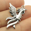 35x22mm 2.9g Antique Silver Zinc Alloy Phoenix Charm Pendant for DIY Necklace Bracelet Jewelry Making