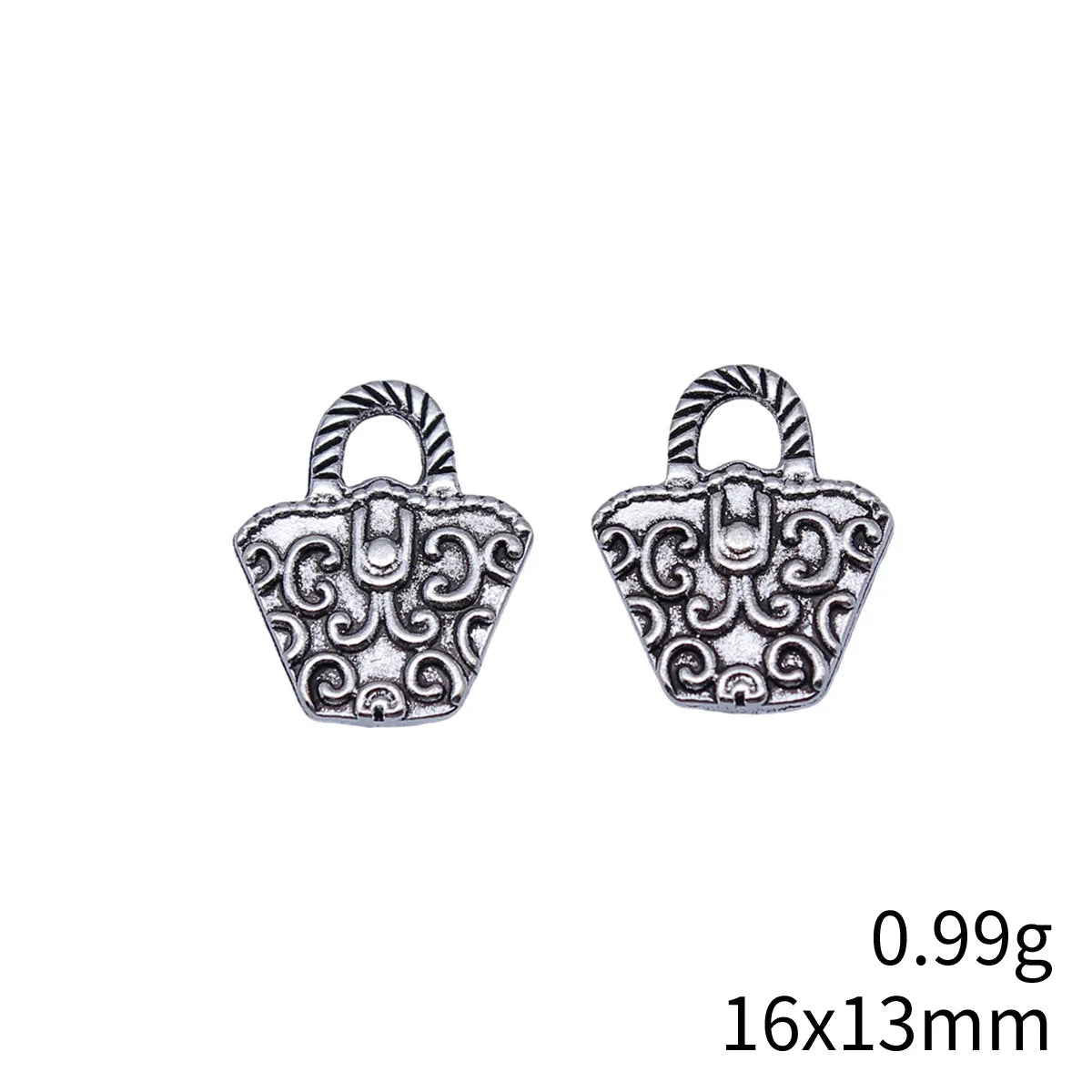 16x13mm 0.99g Antique Silver Zinc Alloy Handbag Purse Charm Pendant for DIY Jewelry Accessories