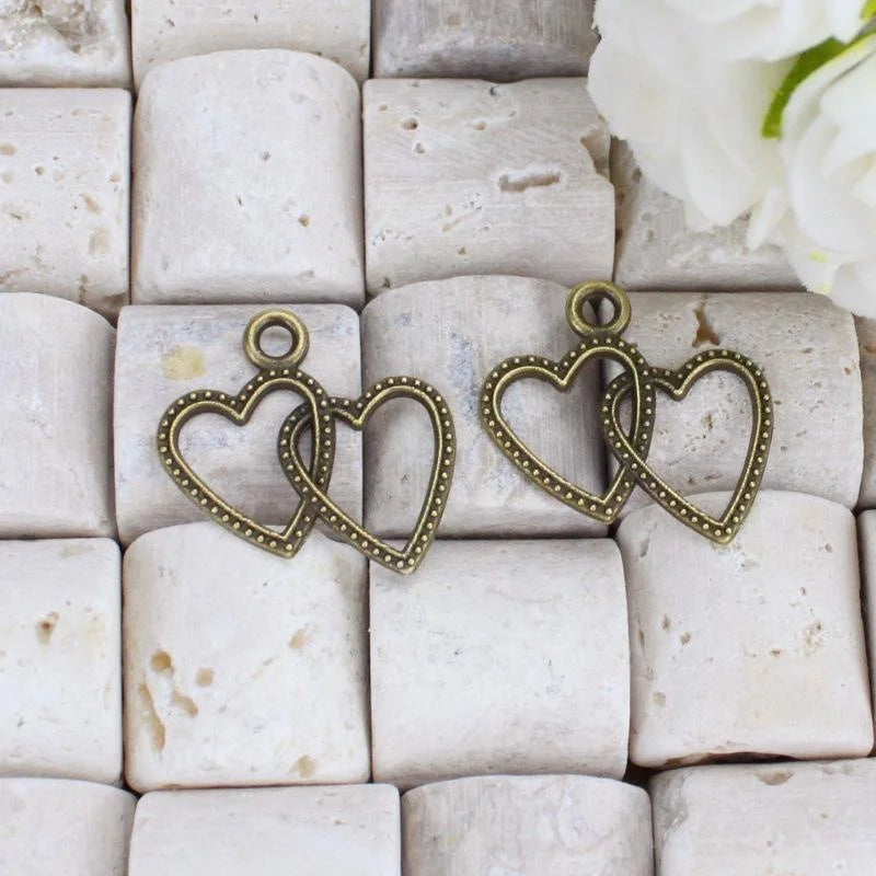 23x24MM Antique Silver Zinc Alloy Heart Charm Pendant for DIY Necklace Bracelet Jewelry Making