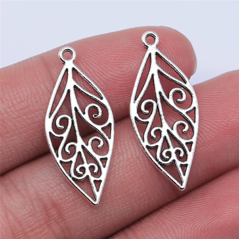 28x12mm 1g Multicolor Zinc Alloy Hollow Leaf Charm Pendant for DIY Necklace Bracelet Making