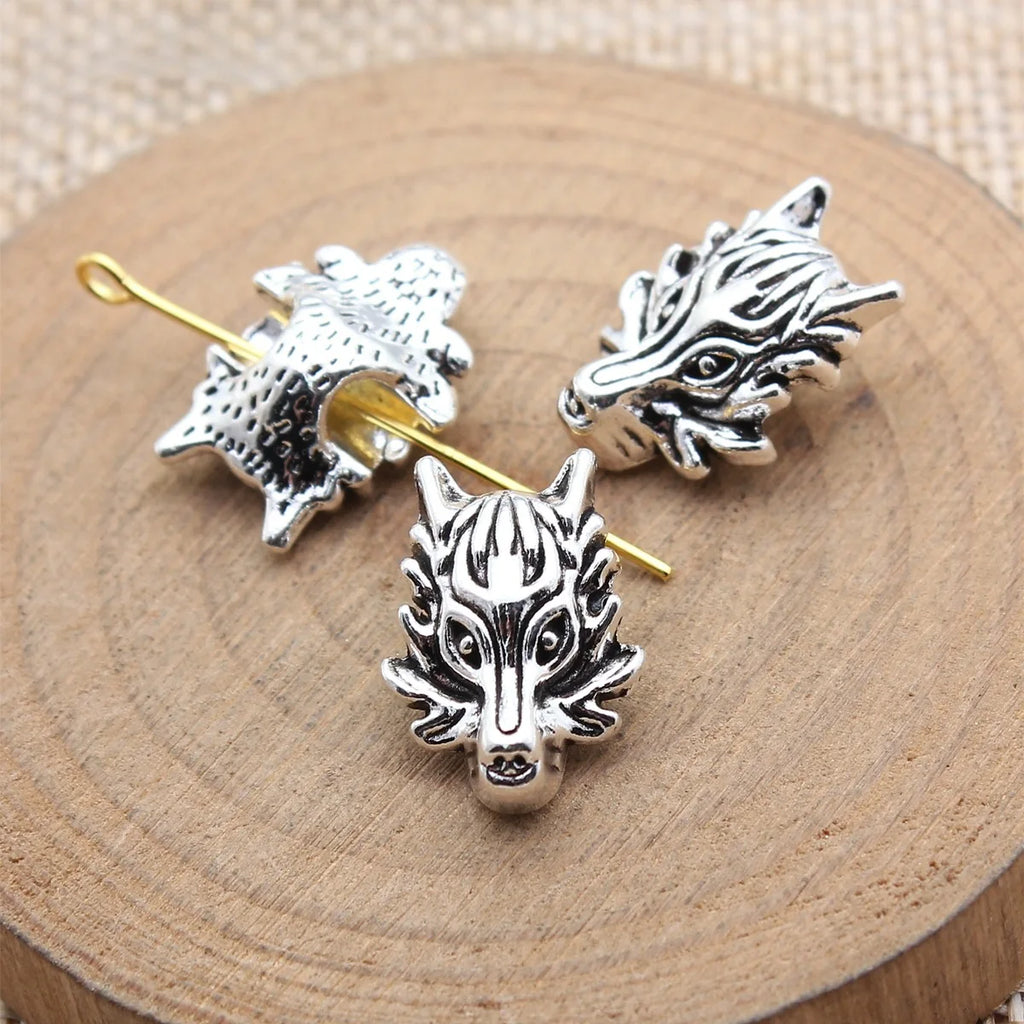 18x12x8mm 3g Multicolor Zinc Alloy Dragon Head Loose Metal Beads for DIY Bracelet Necklace Making