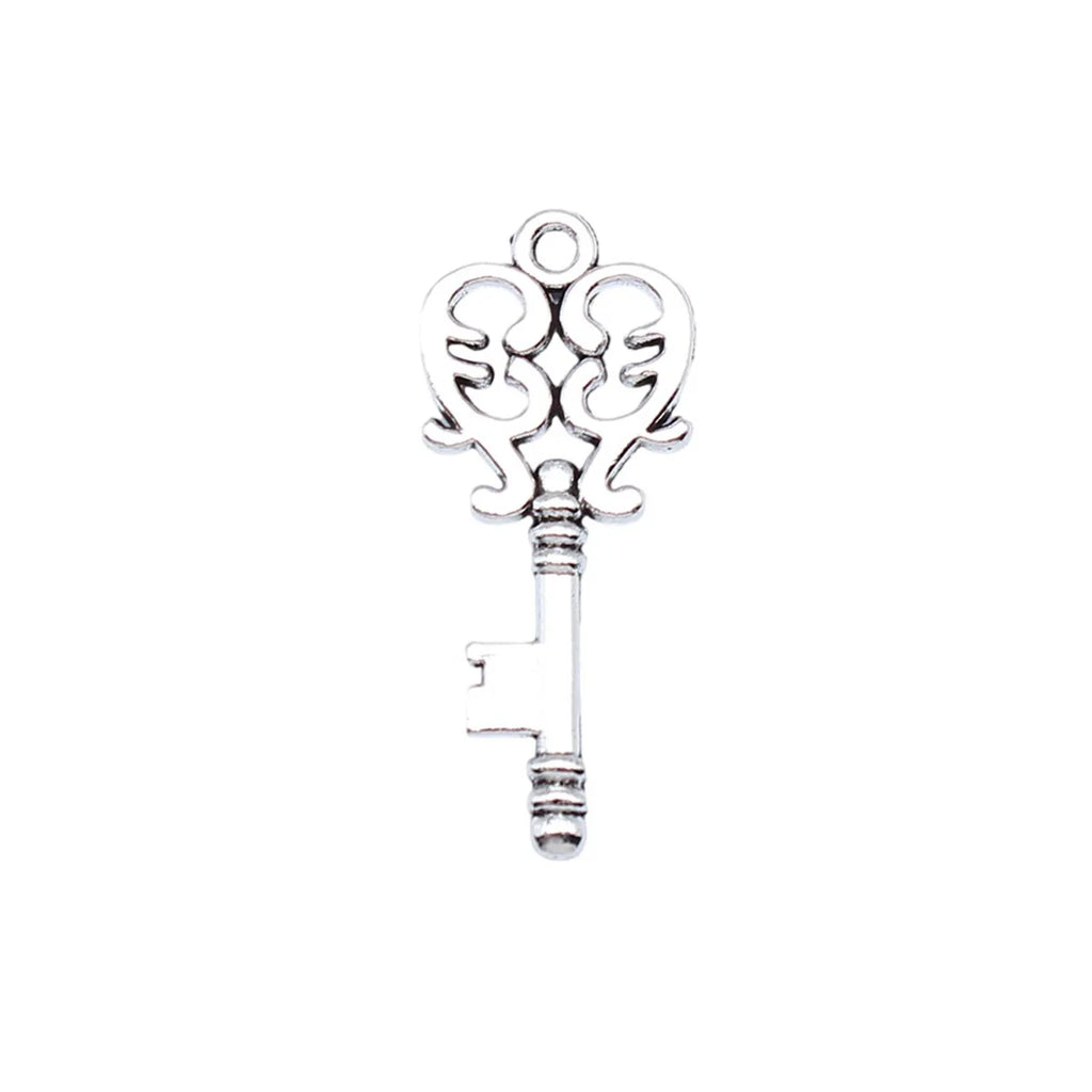 33x14mm 1.8g Antique Silver Zinc Alloy Key Charm Pendant for Bracelet Necklace DIY Jewelry Making