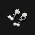 Elegant Teardrop Zircon Paved Pearl Tassel Spiral Alloy Stud & Clip On No Piercing Earrings