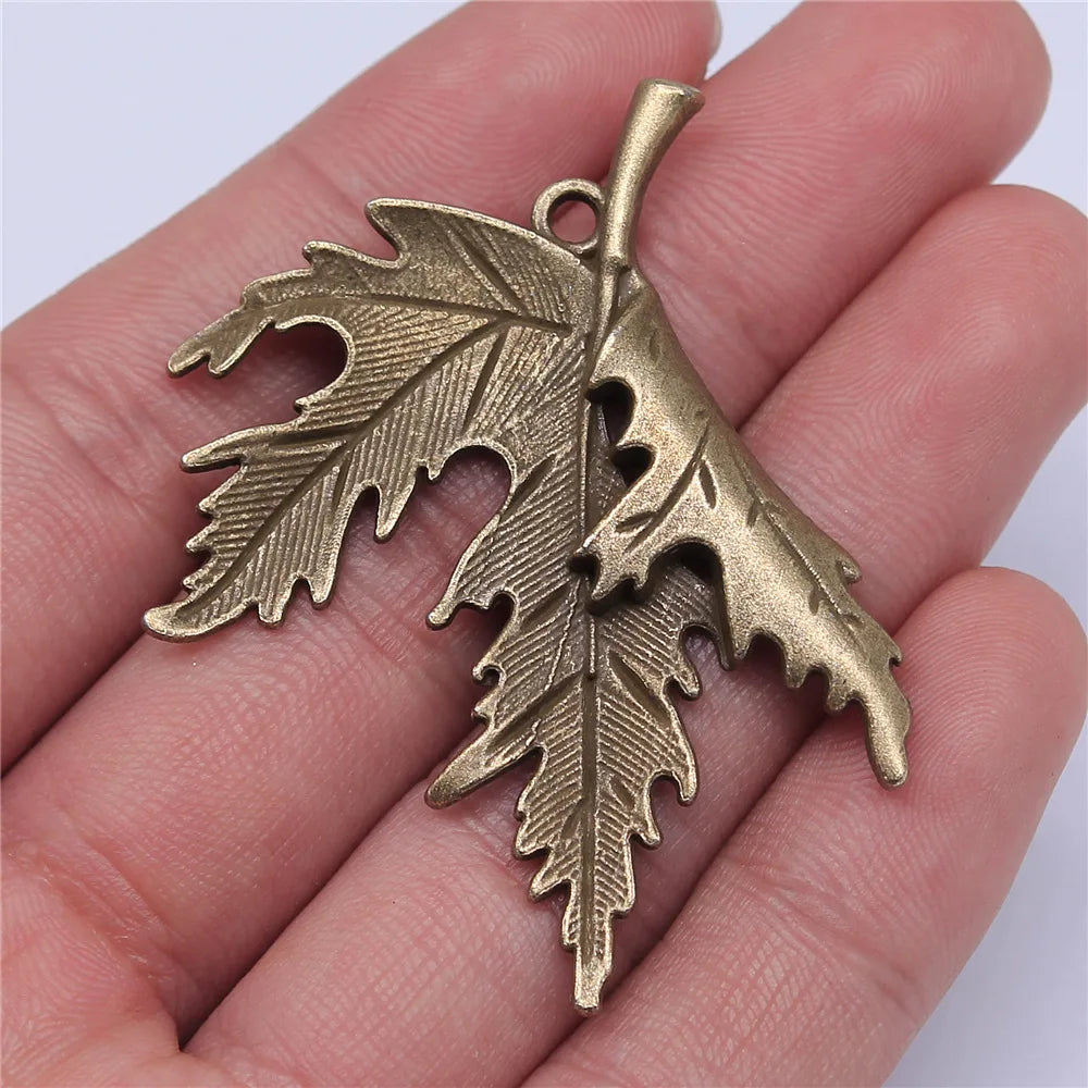 55x45mm 7.6g Multicolor Zinc Alloy Leaf Charm Pendant for Necklace Bracelet DIY Jewelry Making