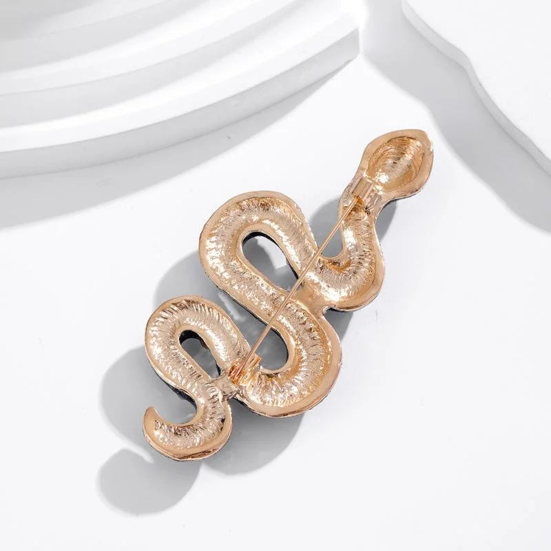 Luxury Blue Enamel Snake Brooch With Rhinestone Stars, Statement Animal Lapel Pin Suit Accessory Gift