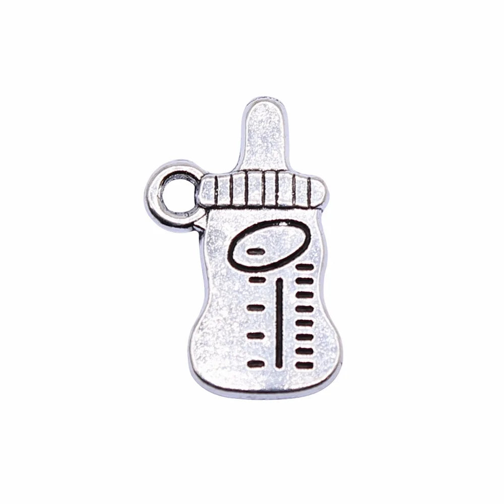 16x10mm 1g Antique Silver Zinc Alloy Baby Bottle Charm Pendant for DIY Bracelet Necklace Making
