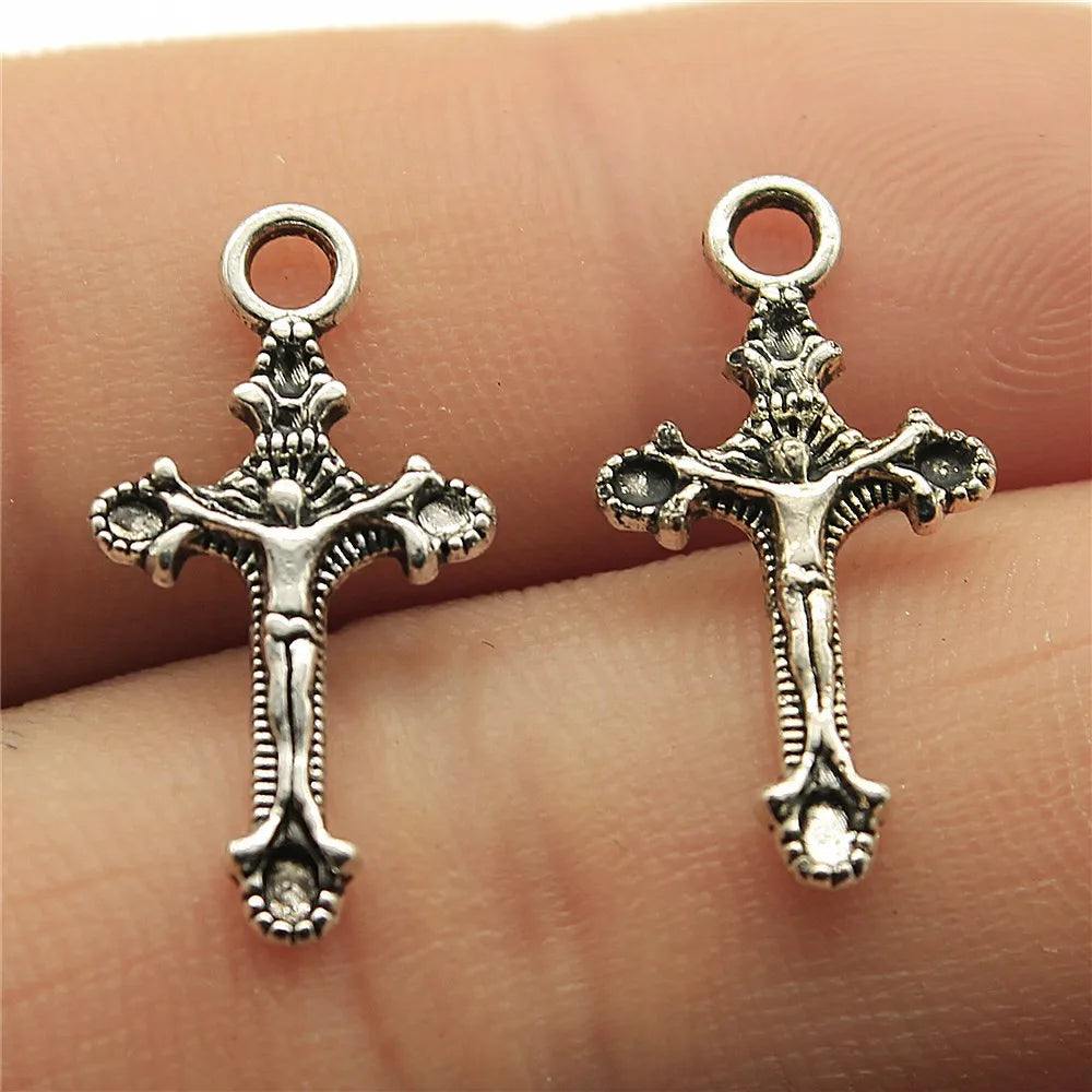 22x11mm 0.6g Antique Silver Zinc Alloy Cross Charm Pendant for DIY Bracelet Necklace Jewelry Making