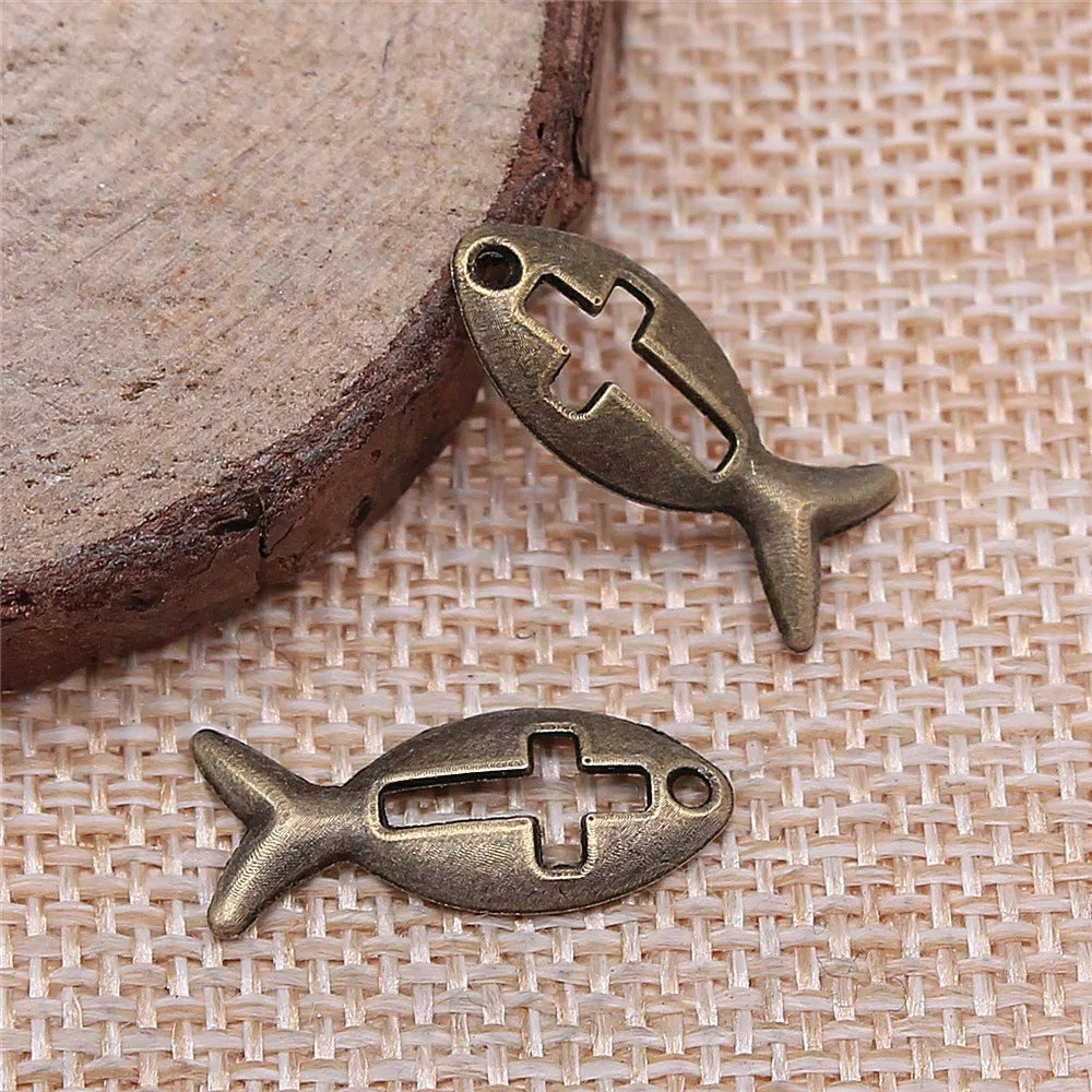 8x20mm 0.7g Zinc Alloy Cross Fish Charm Pendant for DIY Necklace Bracelet Jewelry Making
