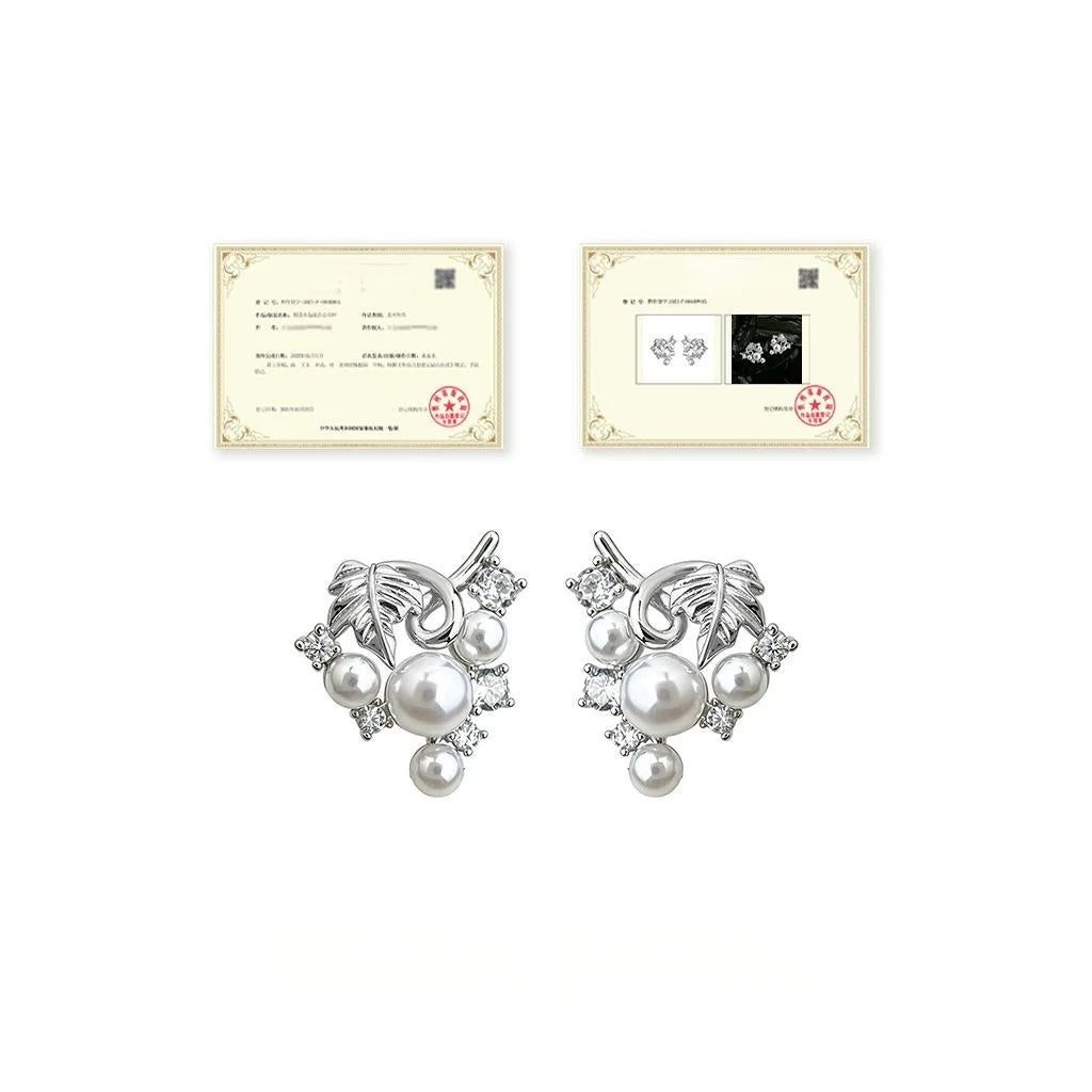 Silver Plated Eco Copper Grape Vine Zircon Drop Earrings For Women Luxury Designer Jewelry
