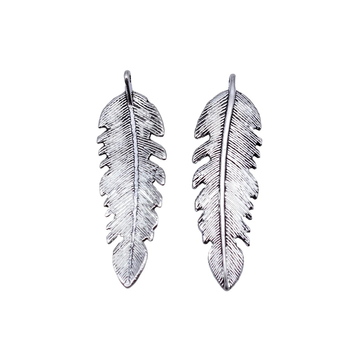 37x11mm 1.5g Antique Silver Zinc Alloy Feather Charm Pendant for DIY Necklace Jewelry Making