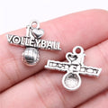 22x18mm 1.67g Multicolor Zinc Alloy I Love Volleyball Sports Charm Pendant for Bracelet Necklace Making