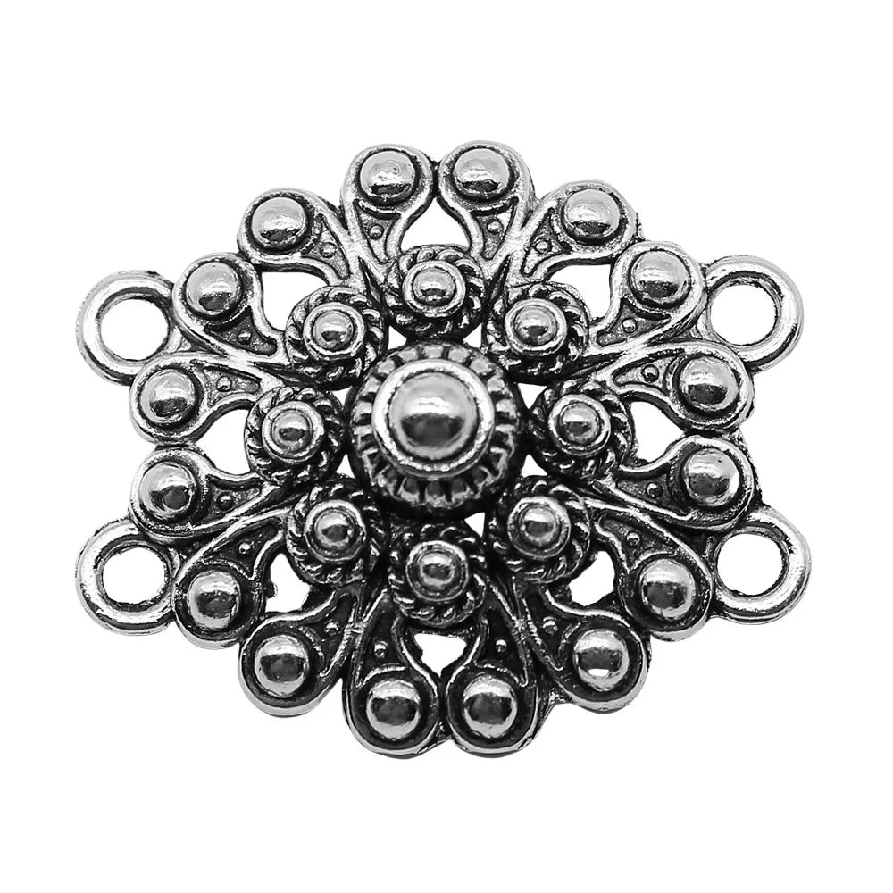 27x32mm 2.6g Antique Silver Zinc Alloy Four Hole Body Chain Connector Charm for Waist Chain Jewelry