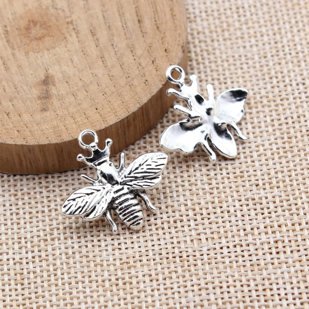 25x24mm 2g Multicolor Zinc Alloy Crown Bee Charm Pendant for DIY Necklace Bracelet Jewelry