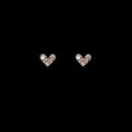 14K Gold Plated Mini Heart Zircon Micro Pave Stud Earrings Korean Style