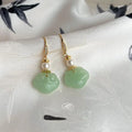 New Chinese Ethnic Handmade Glass Pearl Auspicious Cloud Ruyi Longevity Lock Drop Earrings