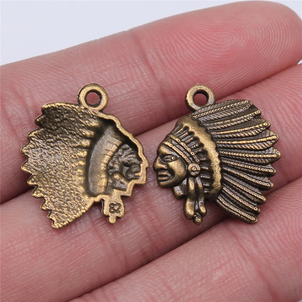 21x18mm 1.6g Multicolor Zinc Alloy Chief Head Charm Pendant for DIY Tribal Style Jewelry Making