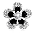 Luxury Black Flower Rhinestone Alloy Brooch, Elegant Crystal Lapel Pin Corsage Suit Accessory Gift