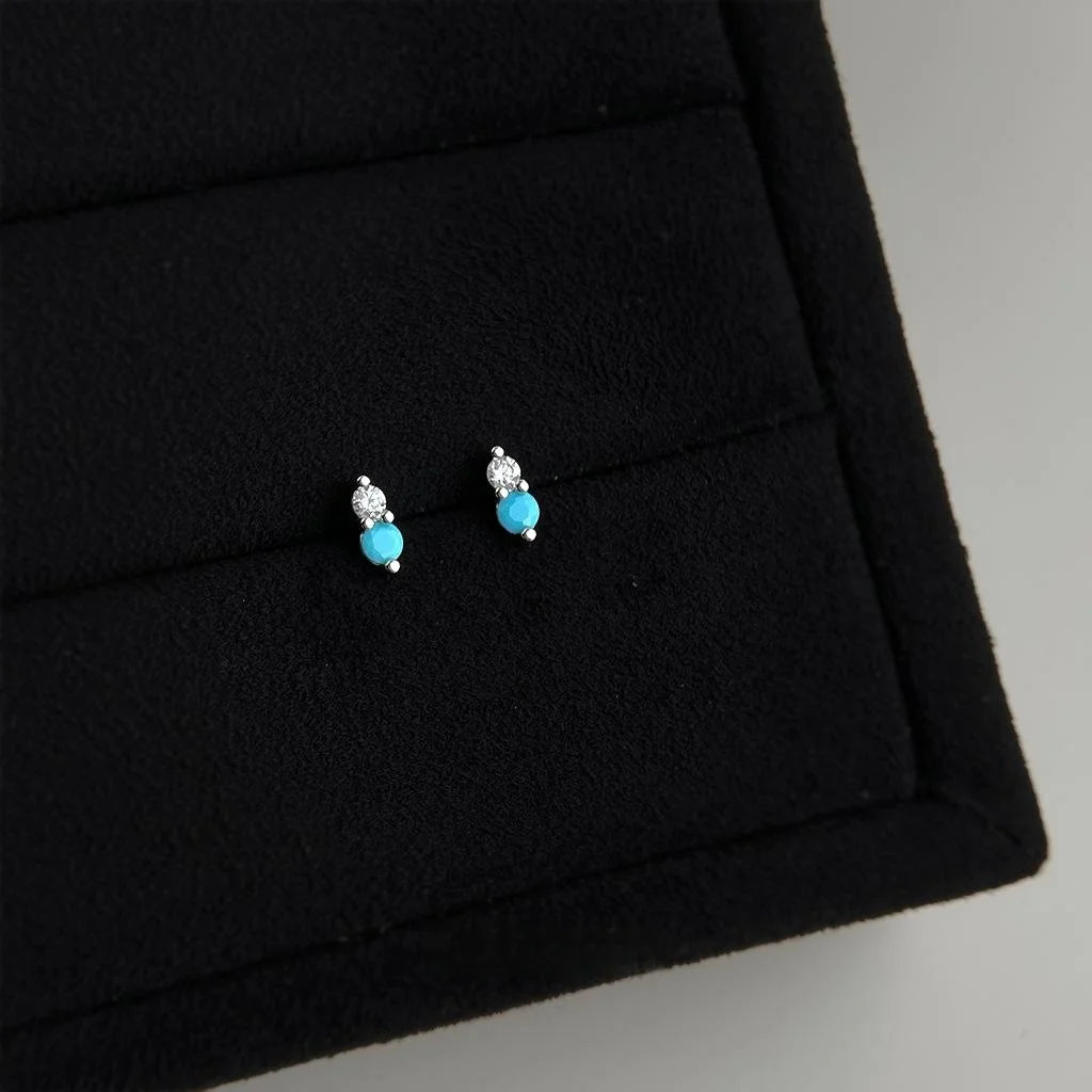 Vacation Style Mini Light Luxury Geometric Round Zircon Copper Stud Earrings