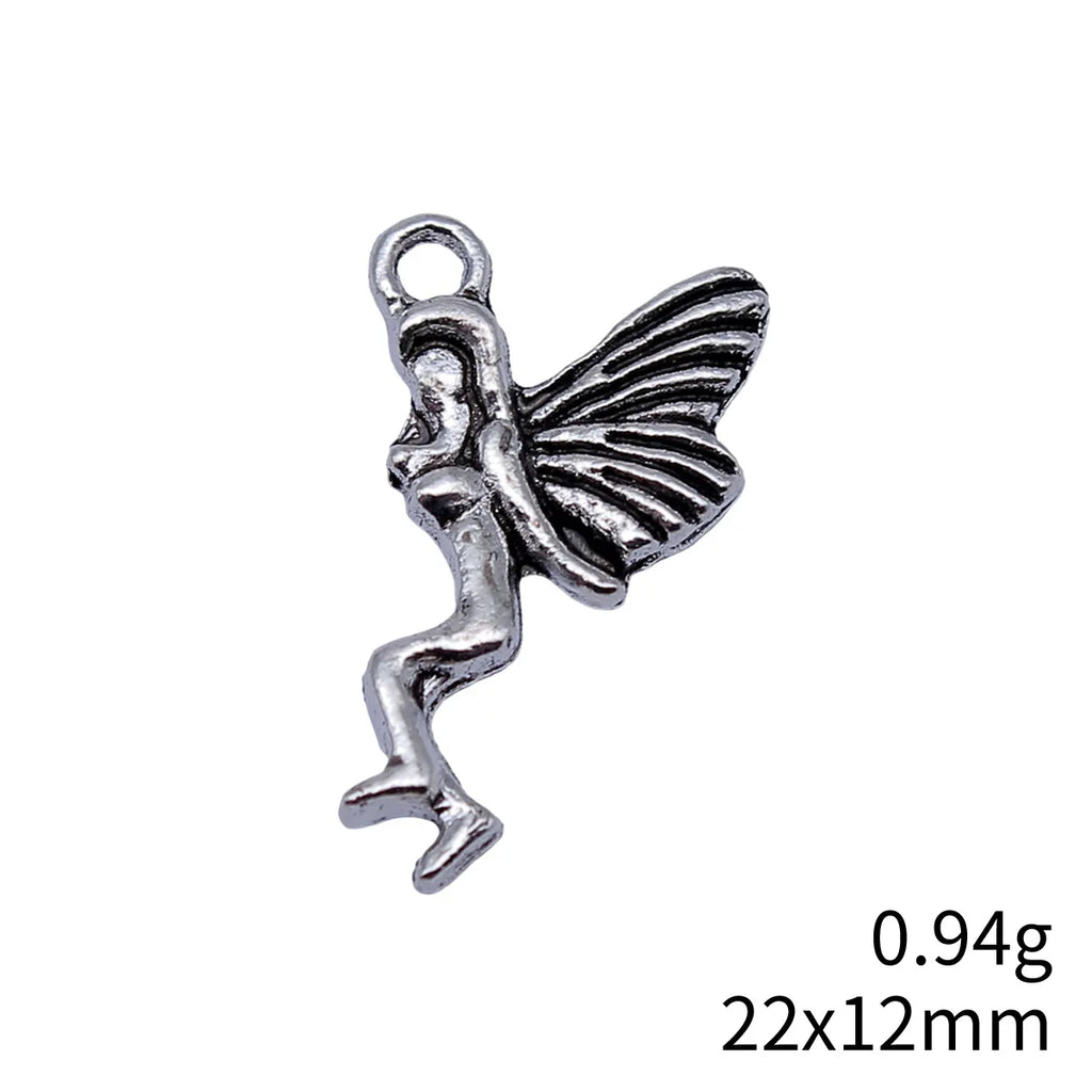 22x12mm 0.94g Antique Silver Zinc Alloy Butterfly Angel Charm Pendant for Necklace Earring DIY