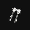 Elegant Silver Alloy Lily Of The Valley Flower Tassel Stud & Clip On No Piercing Dangle Earrings
