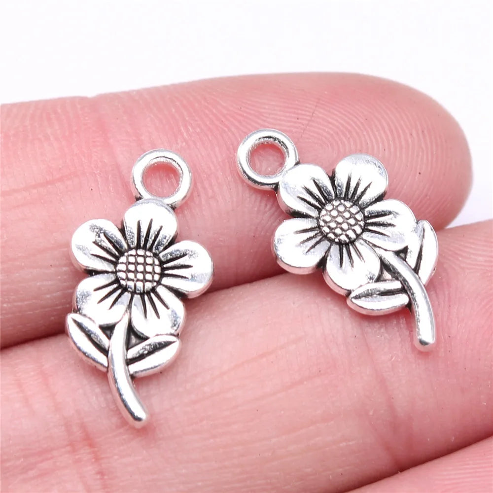 21x11mm 1.1g Multicolor Zinc Alloy Double Sided Flower Charm Pendant for DIY Jewelry Making