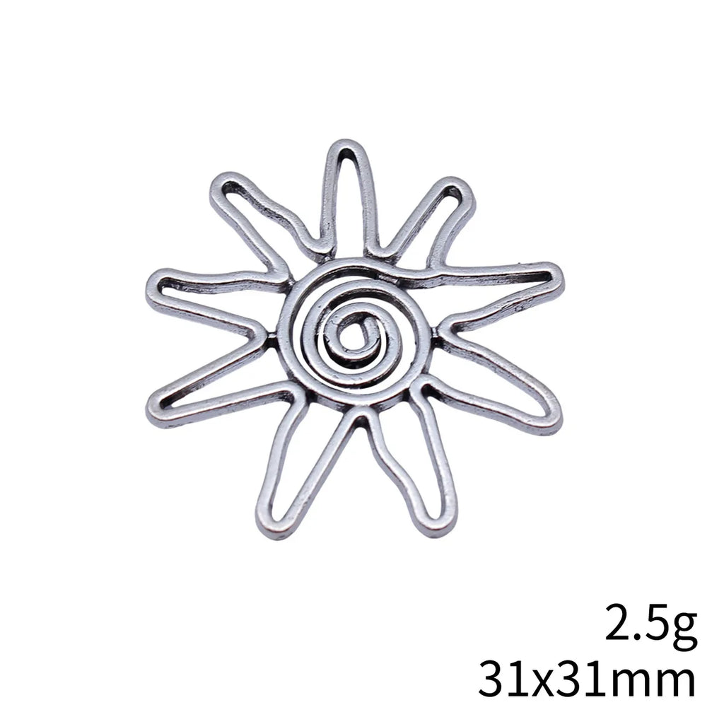 31x31mm 2.5g Antique Silver Zinc Alloy Swirl Sun Charm Pendant for DIY Necklace Making