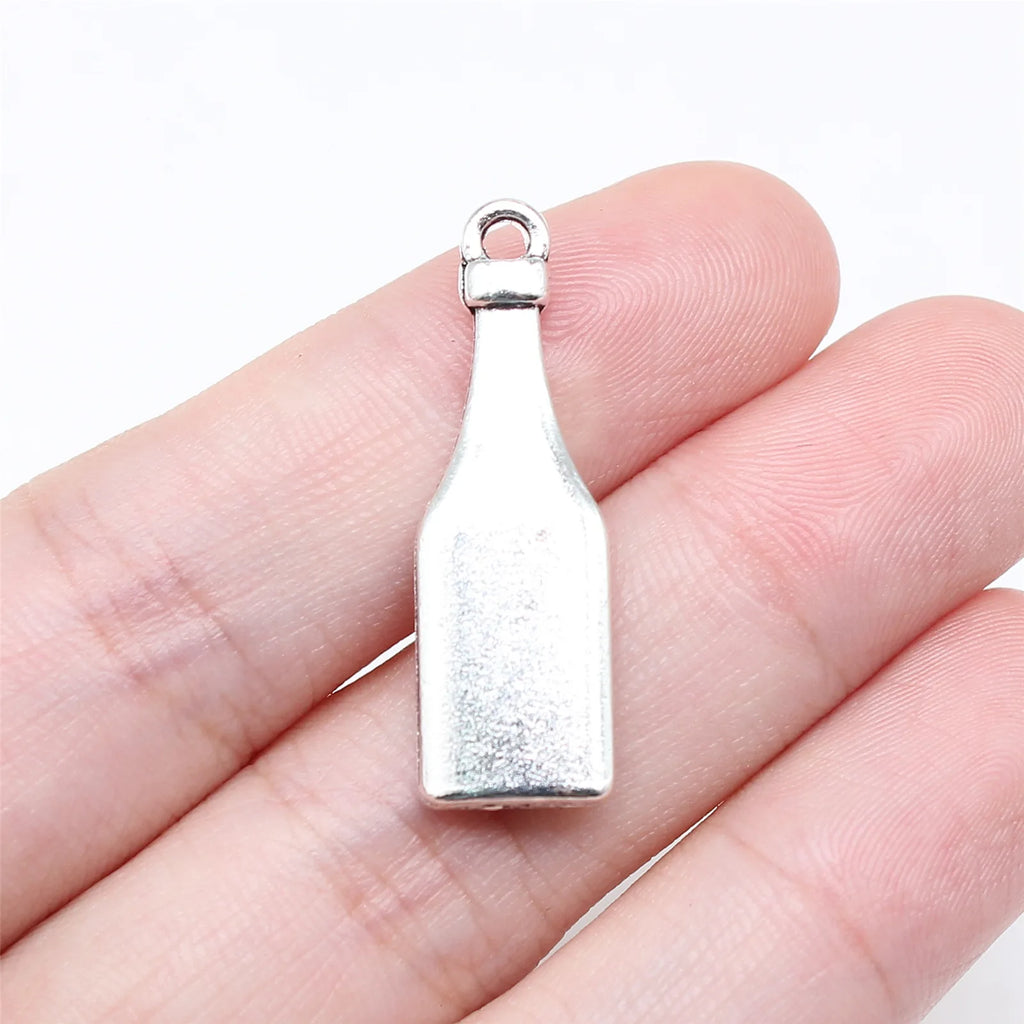 30x9mm 3.1g Antique Silver Zinc Alloy Wine Bottle Charm Pendant for DIY Necklace Bracelet Making