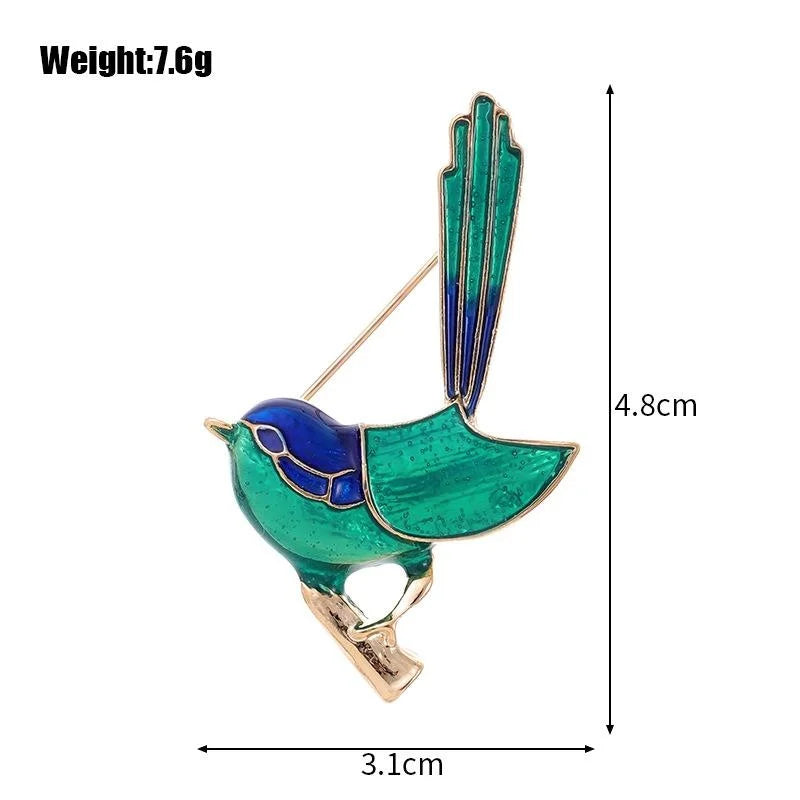 Cute Enamel Bird Brooch With Gold Tone Alloy, 3D Animal Lapel Pin Corsage For Coat Scarf Gift