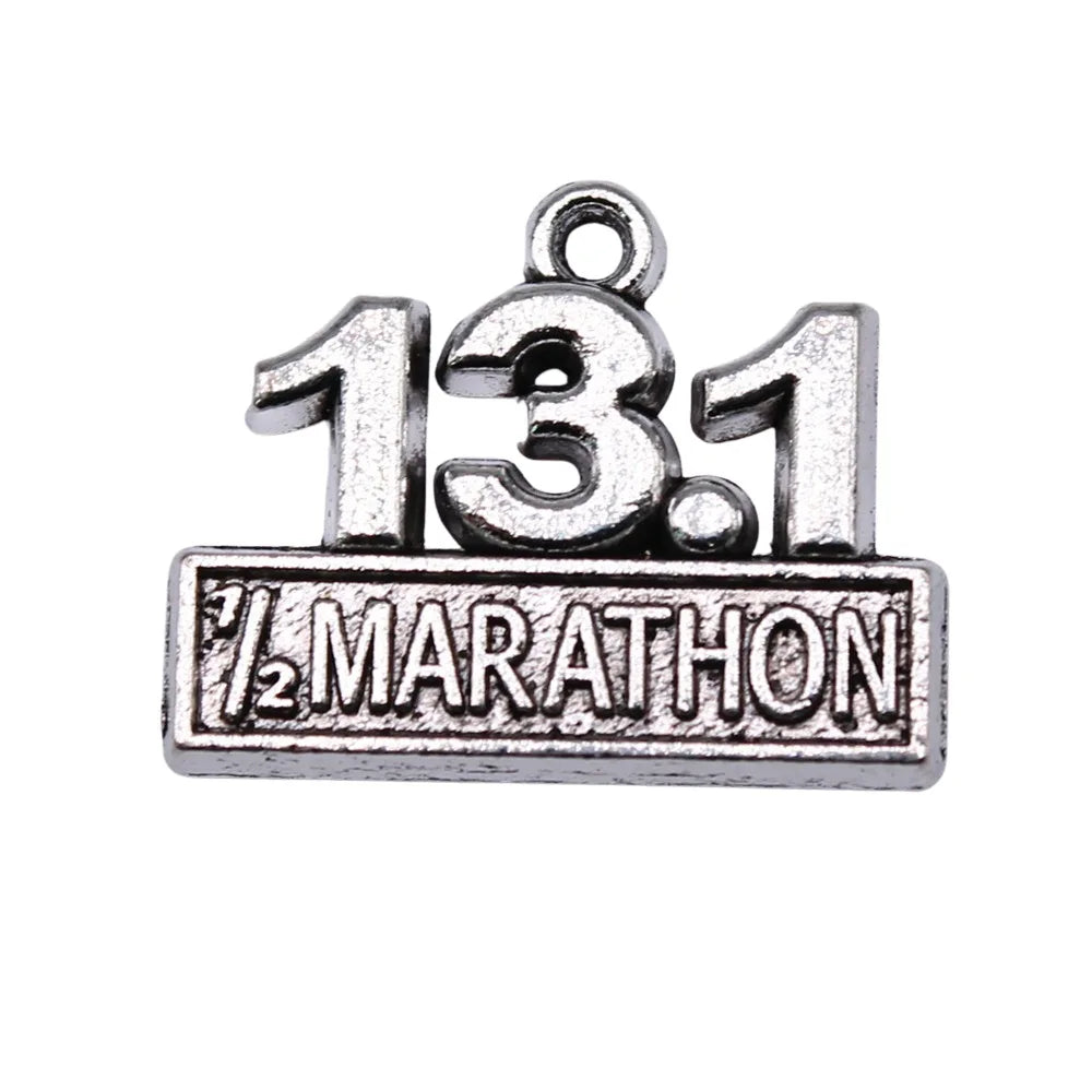 19x15mm 2.29g Antique Silver Zinc Alloy 13.1 Marathon Charm Pendant for DIY Running Theme Jewelry