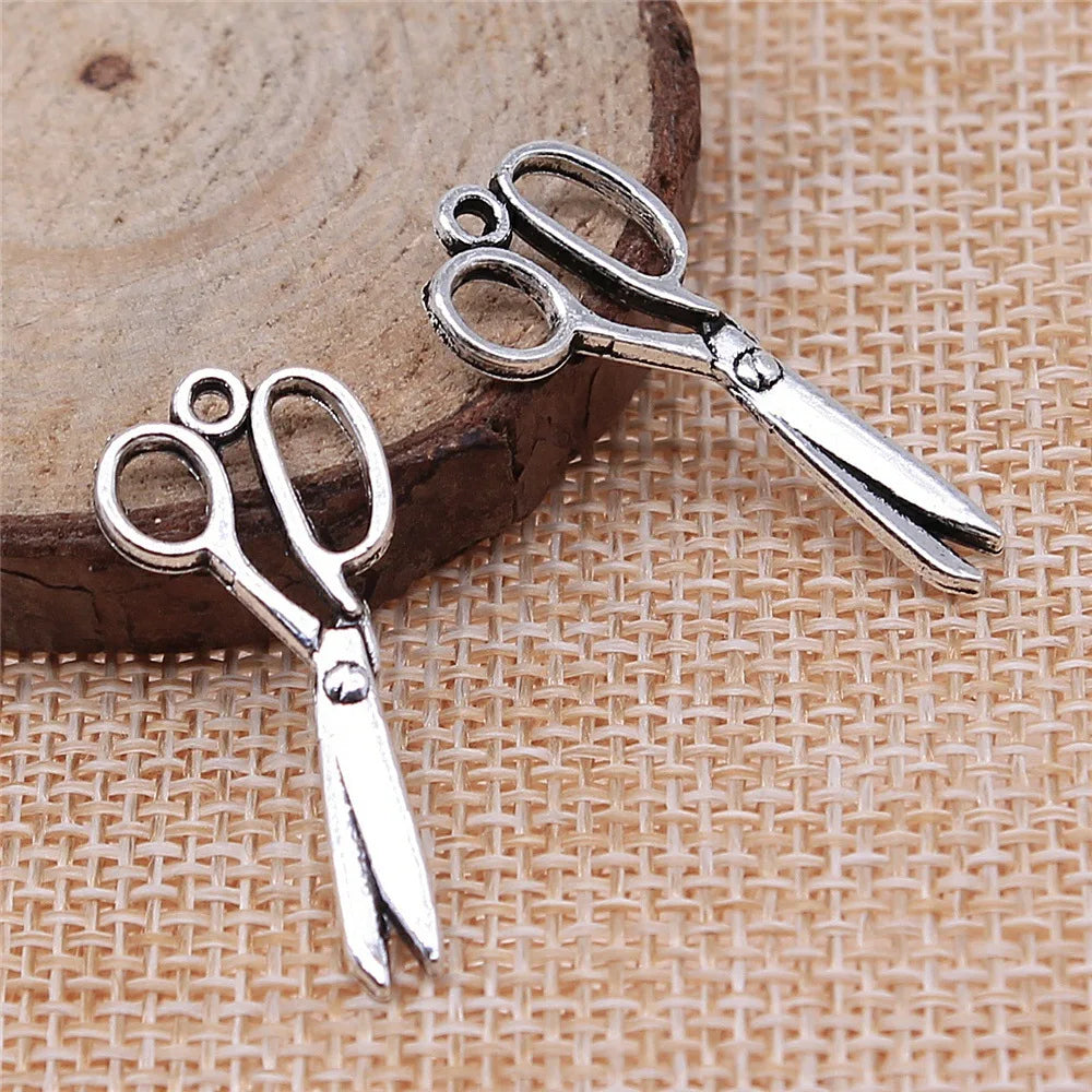 30mm 1.1g Multicolor Zinc Alloy Scissors Charm Pendant for Sewing Theme DIY Jewelry Making