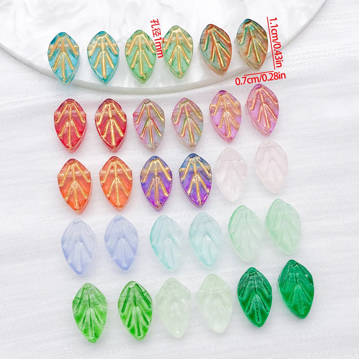 Czech Glass Gold Painted Leaf Spacer Beads for Bracelet and Necklace Jewelry Making