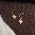 Micro Pave Zircon Star Copper Drop Earrings Light Luxury Minimalist Commuter Jewelry