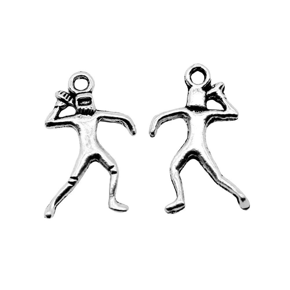 20x12mm 0.7g Antique Silver Zinc Alloy Football Player Charm Pendant for DIY Necklace Bracelet Making