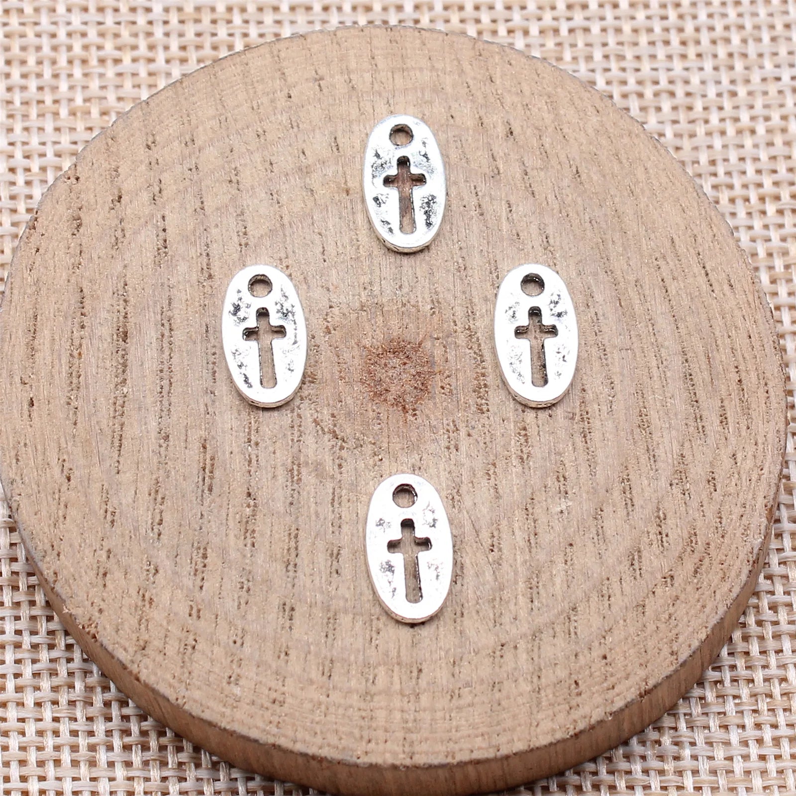 12x7mm 0.46g Antique Silver Zinc Alloy Hollow Cross Charm Pendant for DIY Necklace Bracelet Making