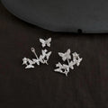 French Vintage Micro Pave Zircon Butterfly Drop Earrings Copper Convertible Elegant Jewelry
