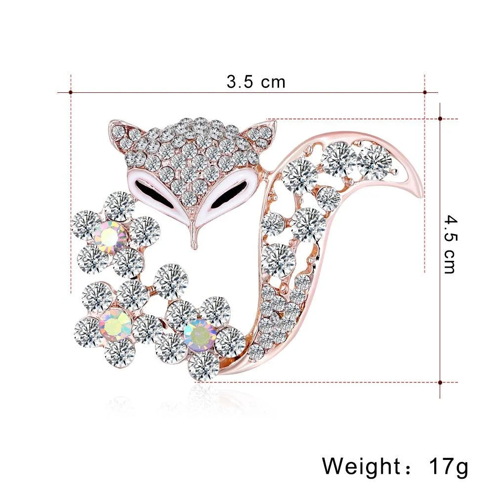 Elegant Fox Alloy Enamel Rhinestone Brooch, Sparkling Animal Lapel Pin Corsage For Suits And Gifts