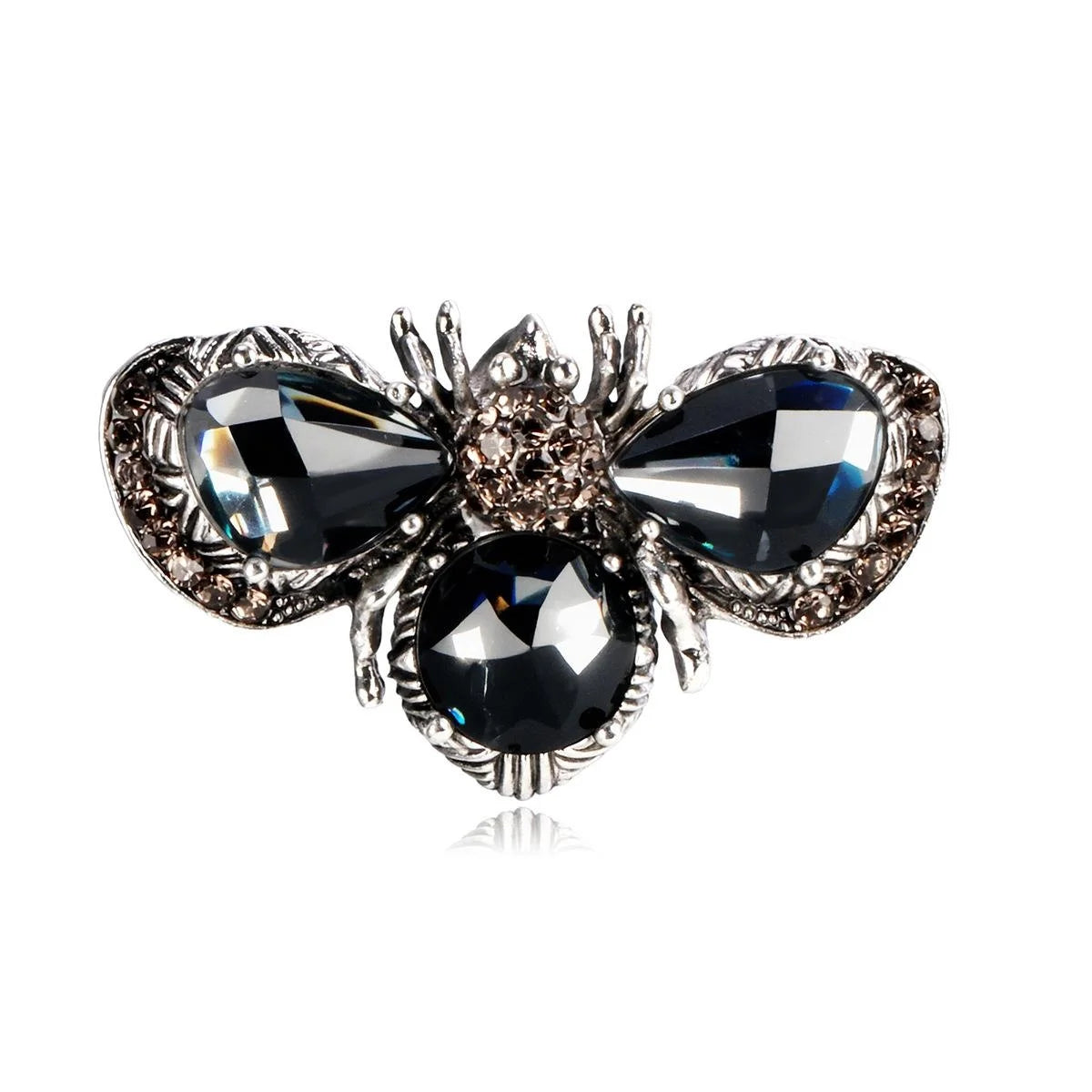 Vintage Emerald Rhinestone Bee Brooch For Women, Metal Animal Lapel Pin Luxury Suit Coat Accessory Gift