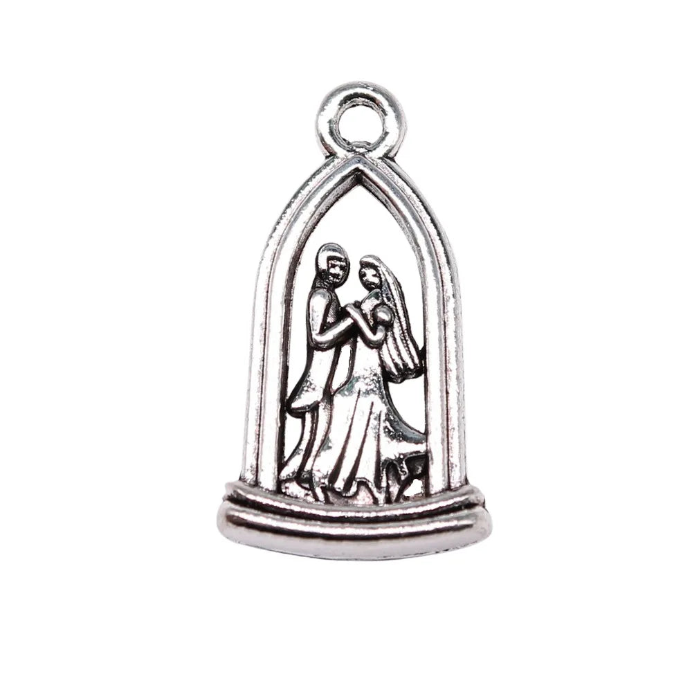 23x13mm 2.6g Antique Silver Zinc Alloy Angel Newlywed Couple Charm Pendant for DIY Jewelry Making