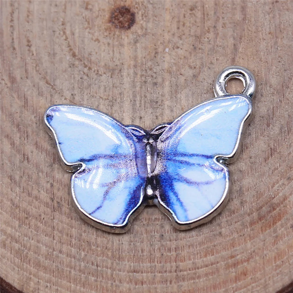 19x15mm 1.35g Multicolor Zinc Alloy Butterfly Charm Pendant for DIY Earring Bracelet Jewelry Making